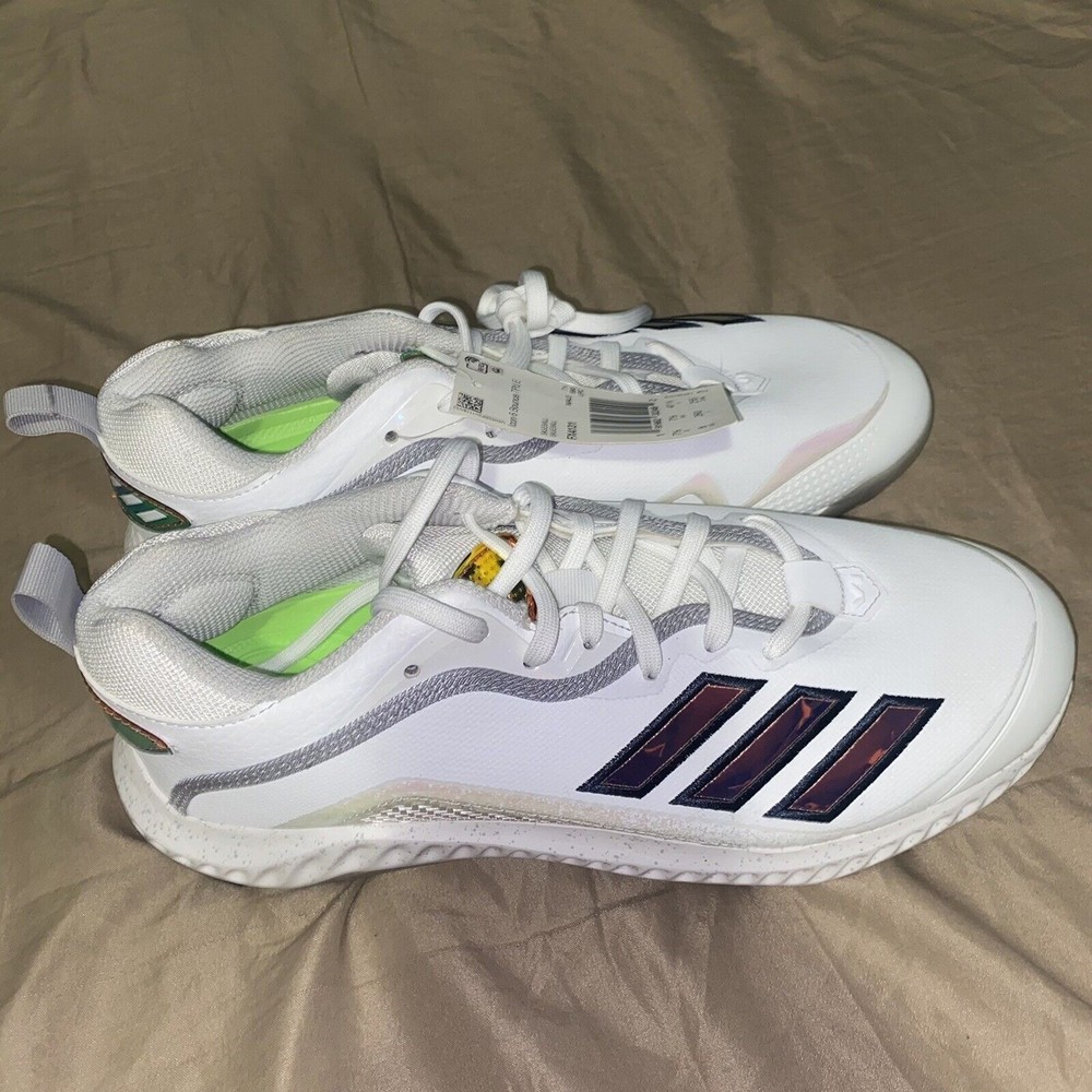 Adidas Men's Icon 6 Bounce TPU Prism Baseball Cleats White Size 8 FX4131 New
